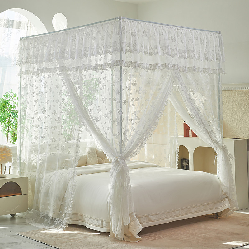 A类提花高级家用宫廷蚊帐公主风三开门落地加密床幔卧室2025新款,淘宝优惠券,粉丝福利购,淘宝优惠卷