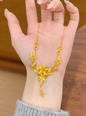 金店同款沙金三生花流苏项链幸福