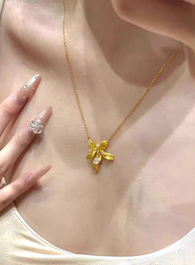 越南沙金鸢尾花项链戒指轻奢小众
