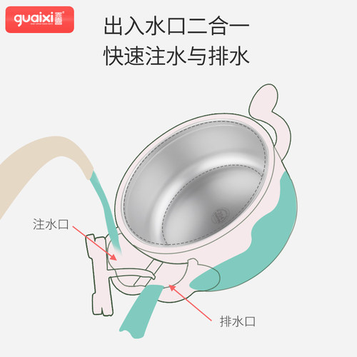 儿童304不锈钢碗注水保温套装婴儿防摔辅食吸盘碗宝宝吃饭碗 叉勺 - 图1