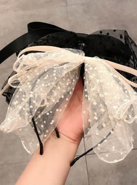 温柔头纱发饰波点网纱ins头饰品