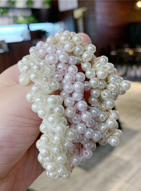 整圈珍珠高弹力发圈新品串珠饰品