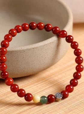 2026复古顺心南红玛瑙手串女款国风本命年红色玛瑙新中式轻奢手饰