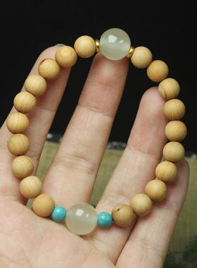 2026柏木8mm手串带夜光珠手链 男女士手链佛珠木质文玩饰品