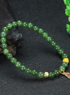 2026天然和田玉葫芦手链复古新中式轻奢小众镀银本命年手串