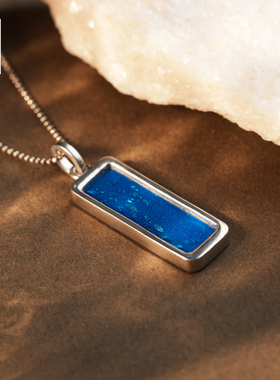 必有后福！原创手绘真珐琅魔鬼鱼项链女 纯银深海蓝吊坠 开运好礼