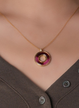 圆环项链银箔晕染项链 轻奢小众设计 锁骨链 女士日常佩戴