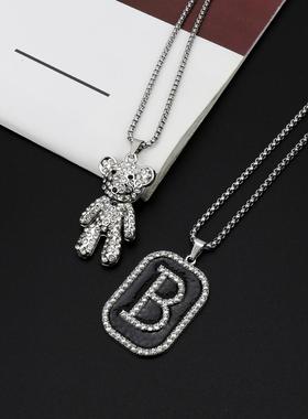 女ins个性时尚项链情侣毛衣链男