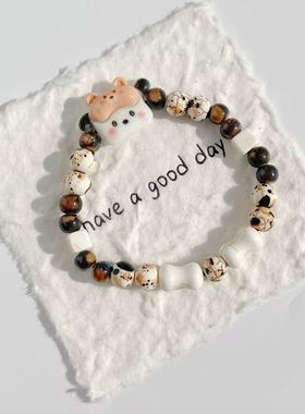 景德镇陶瓷手链可爱小动物新中式简约饰品学生情侣礼物陶瓷手串