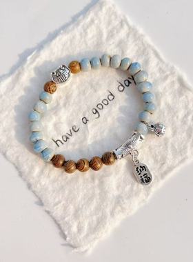 景德镇陶瓷手链牛仔蓝系列简约情侣闺蜜饰品学生情侣礼物陶瓷手串