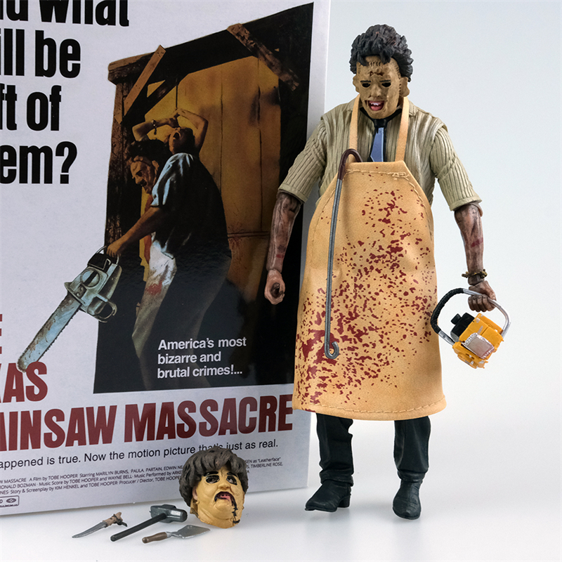 neca德州电锯杀人狂电影 布衣皮脸40周年 万圣节可动手办模型玩具 - 图1