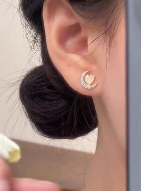高级感轻奢月亮爱心小巧百搭耳钉