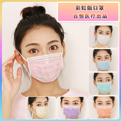 Summer disposable medical external color mask, independent package, wide earband, three layers of dust proof, breathable, purple pink