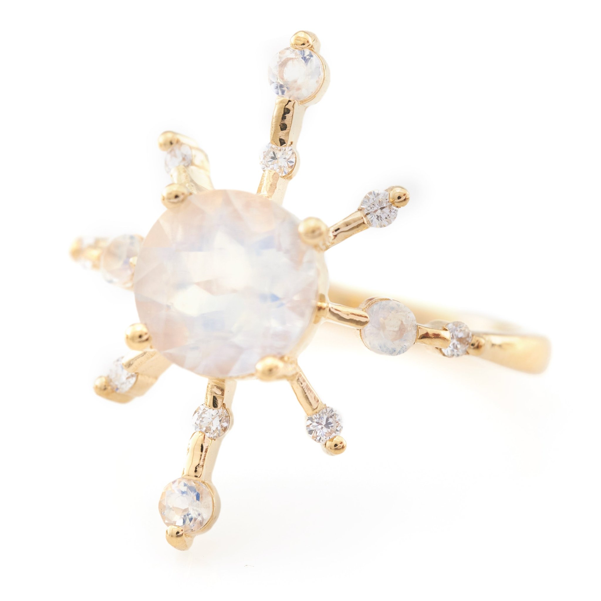 YI COLLECTION 18K rainbow moonstone diamond starburst ring