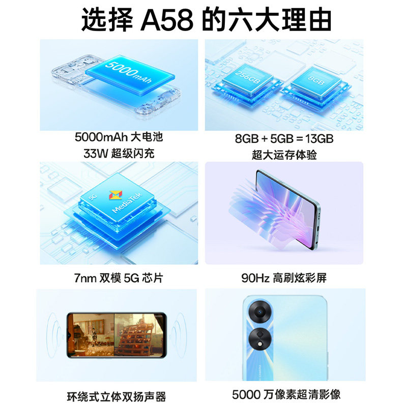 oppo a58 oppoa58新款上市5g手机 OPPO金谷手机
