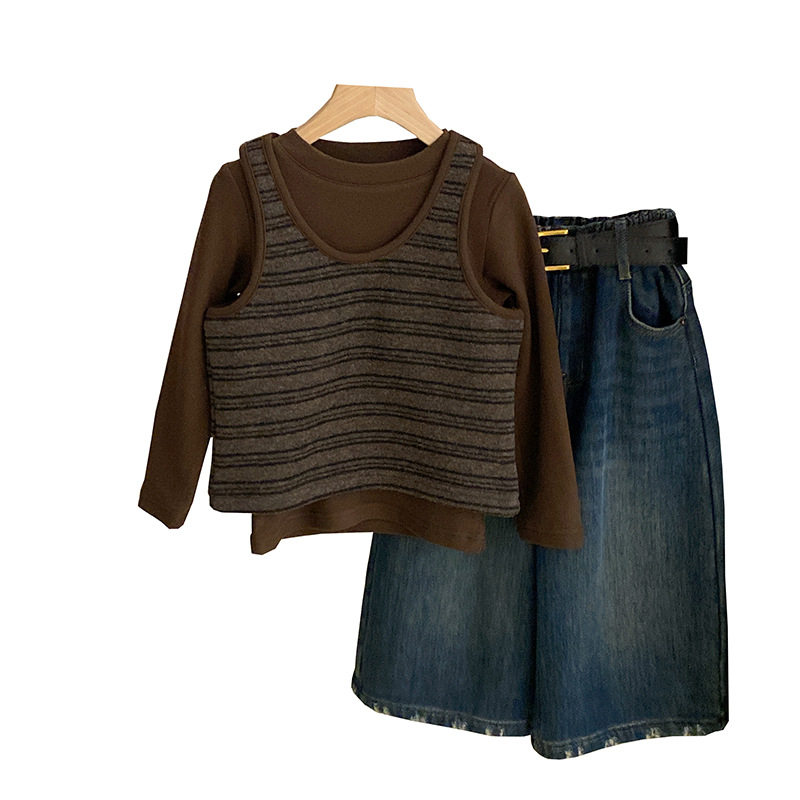 女童韩版2025秋冬新款百搭加绒阔腿九分牛仔裤中大童裤子时尚洋气,淘宝优惠券,粉丝福利购,淘宝优惠卷