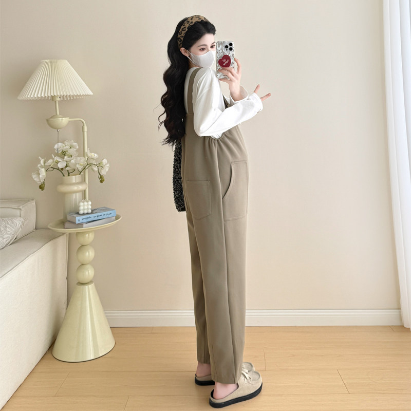 秋冬新款450克加厚星空斜纹毛呢宽松孕妇背带裤+打底衫套装,淘宝优惠券,粉丝福利购,淘宝优惠卷