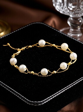 2025款复古双层极细珍珠手链手串