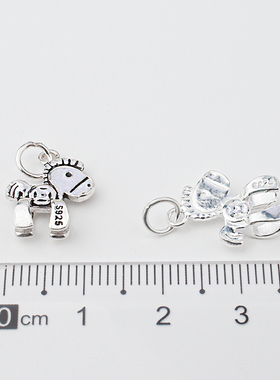 S925纯银小马挂件马上有钱吊坠