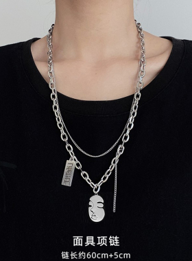 嘻哈钛钢项链女轻奢小众毛衣链男
