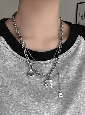 叠戴项链女钛钢嘻哈轻奢小众高级