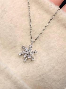 s999足银项链女款2025新款雪花纯银锁骨链高级感轻奢小众生日礼物