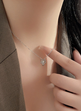 灵动小猫咪999足银项链送女友