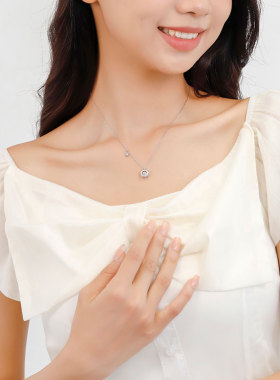 999纯银项链女太阳花锁骨链