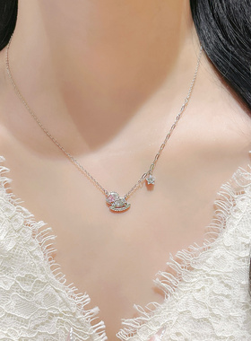 999纯银马年本命年星空粉钻项链