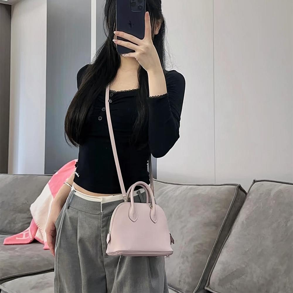 梦幻紫蜡线贝壳包女高级感手提保龄球包2025新款真皮单肩斜挎包包 - 图2