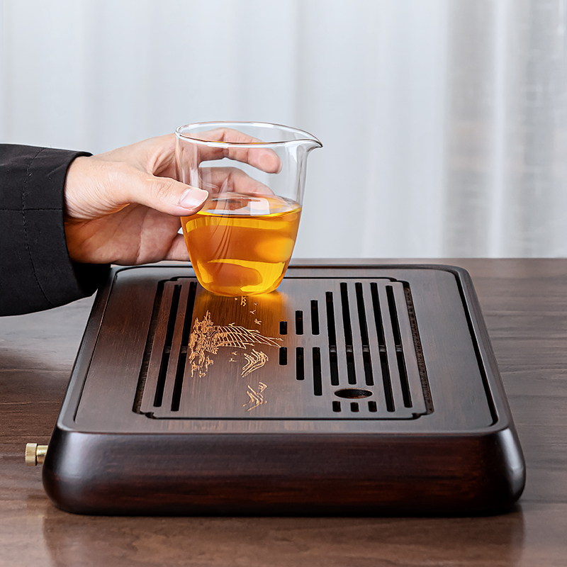 2025新款排水茶台竹制小型干泡台家用茶盘沥水茶托小茶海托盘茶具 - 图3