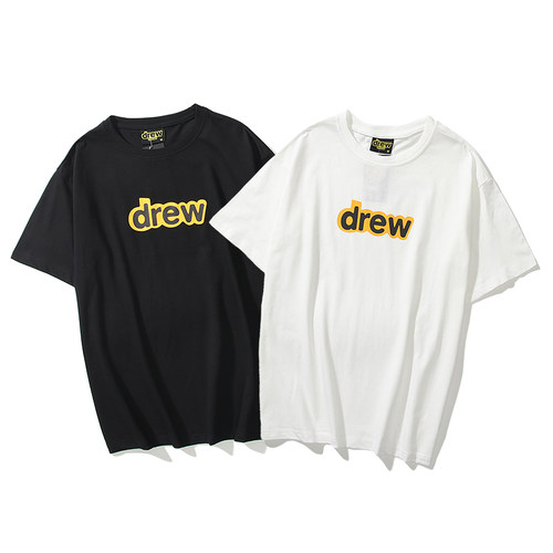 Drew笑脸贾斯汀比伯男女情侣同款宽松高街风纯棉简约潮牌短袖T恤 - 图0