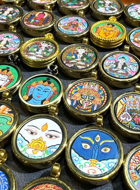 小唐卡纯手绘黄财神扎基拉姆热贡