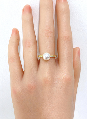 10-11mm白色简约款珍珠戒指JZB101