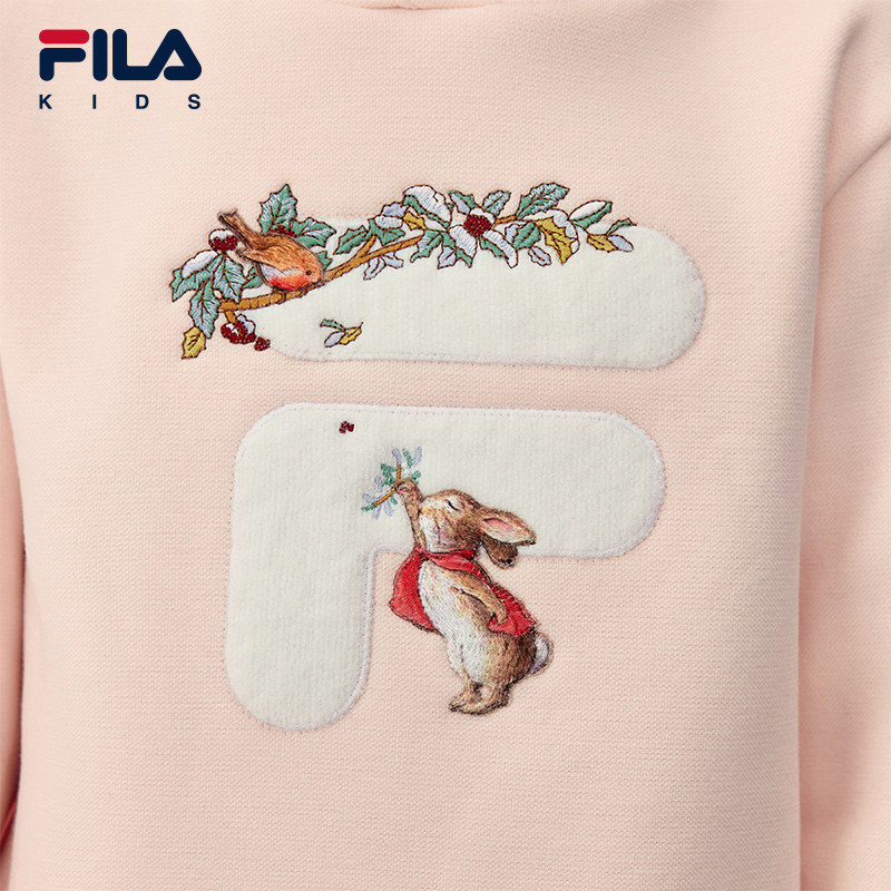 FILA X 彼得兔联名儿童童装卫衣2025年冬季新款女童小童加绒上衣