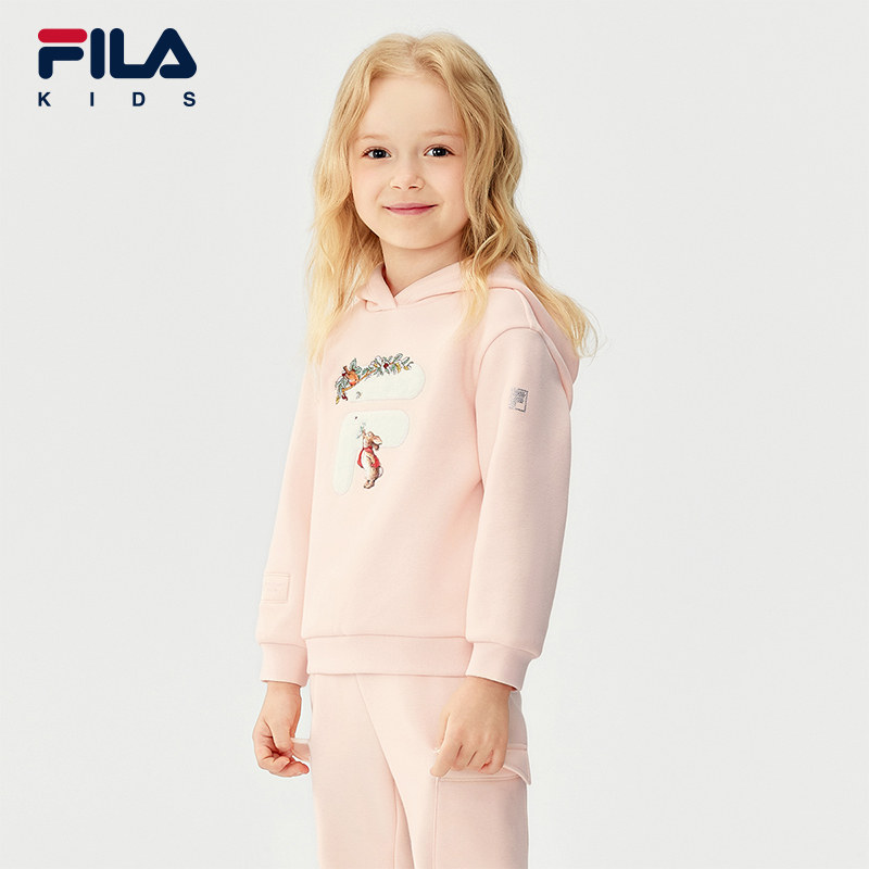 FILA X 彼得兔联名儿童童装卫衣2025年冬季新款女童小童加绒上衣