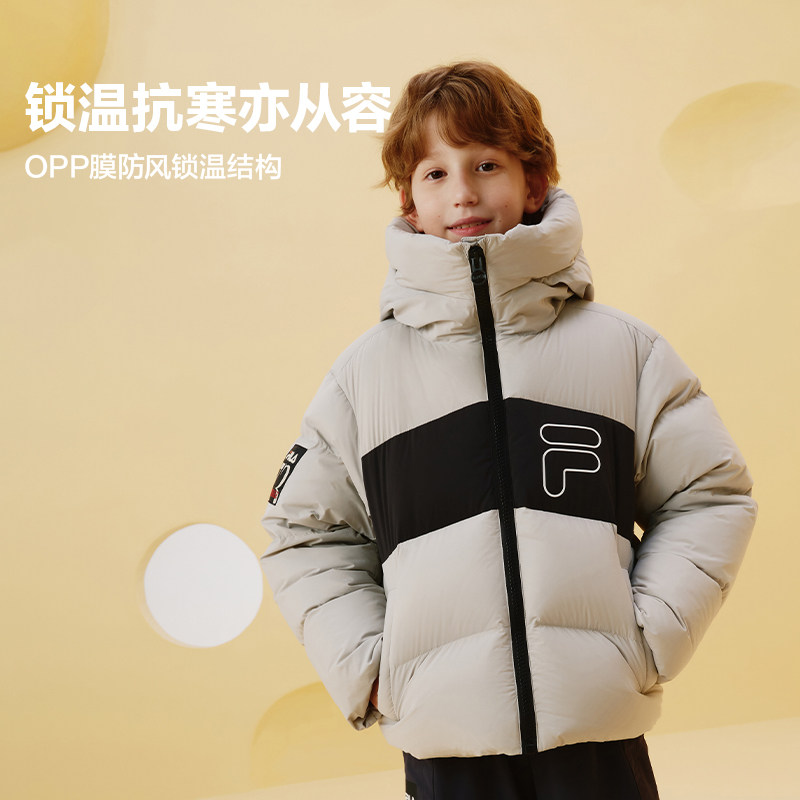 【斐护科技】FILA斐乐儿童童装羽绒服2025年冬季新款男中大童外套