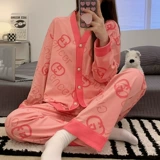 Пижама, осенний хлопковый тонкий летний лонгслив, комплект, коллекция 2022, легкий роскошный стиль, популярно в интернете