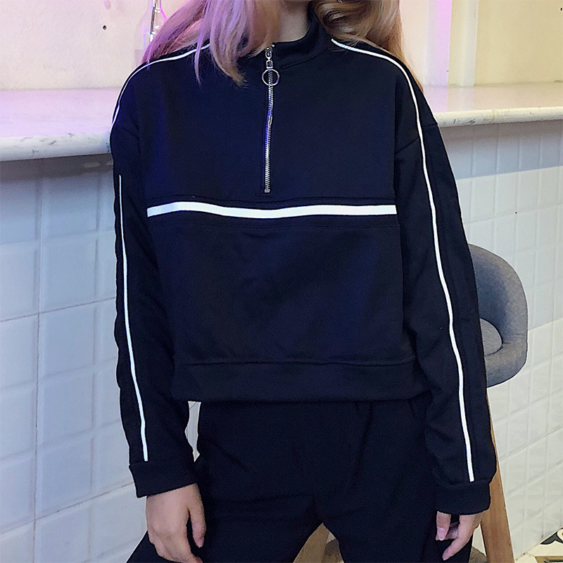 条纹长袖t恤女网红同款衣服韩版学生卫衣早秋chic潮ins超火的上衣