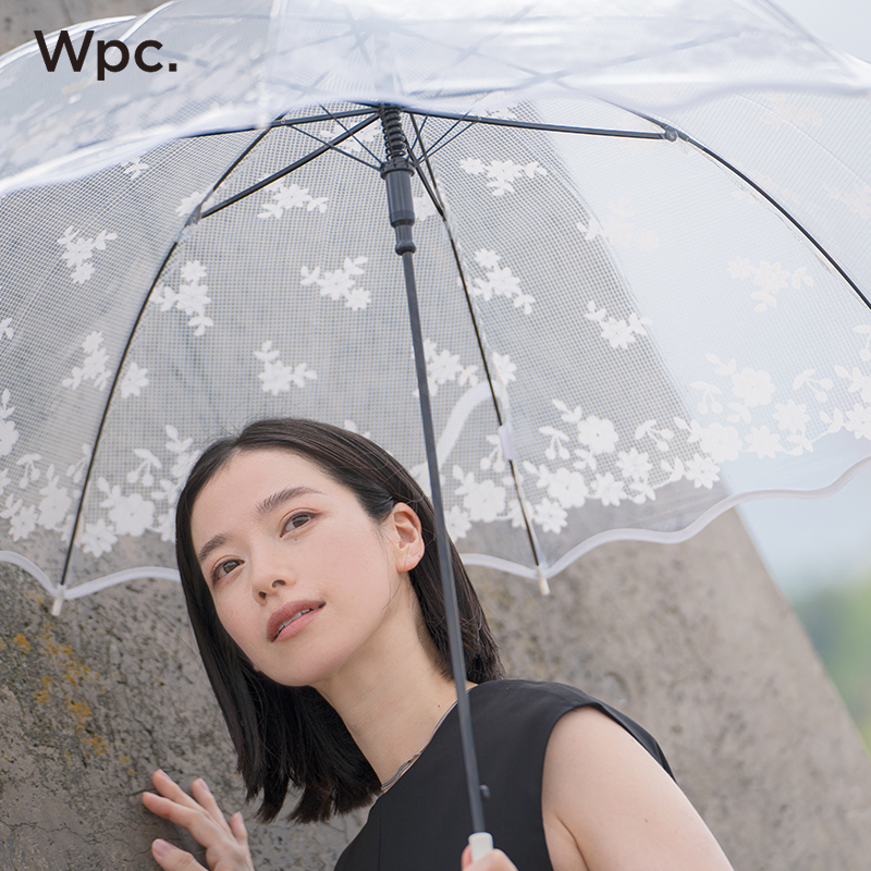 Wpc.透明雨伞折叠花瓣伞三折小巧便携长柄雨伞加大抗风高颜值女
