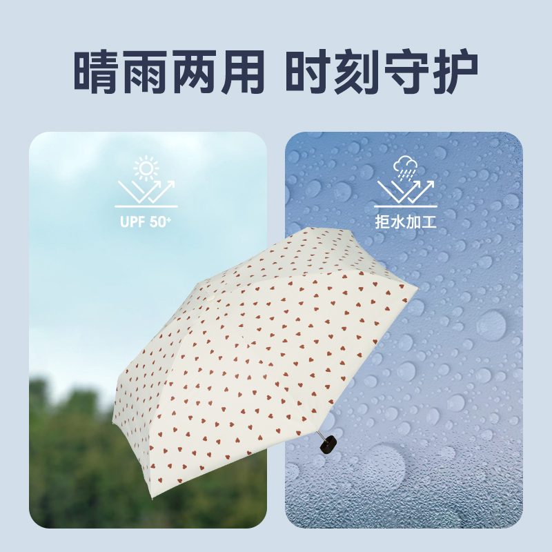 Wpc.太阳伞彩胶小巧迷你便携折叠防晒遮阳伞防紫外线晴雨两用女
