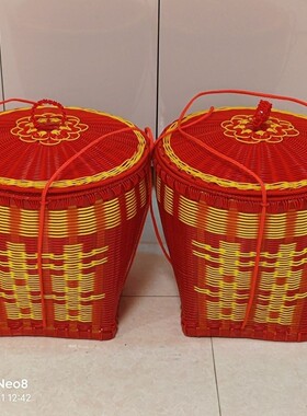 精品壮族大号箩筐仿竹编制品淘米箩篼粮食竹筐收纳篓喜事筐簸箕篮