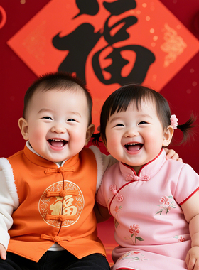 龙凤宝宝年画双胞胎送子图