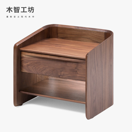 木智工坊港湾床头柜半包围北欧现代简约实木卧室储物柜床边柜MZGF - 图3