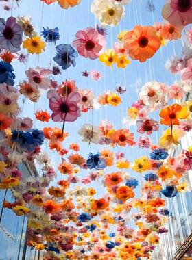 空中花海吊饰装饰风动天幕天花板