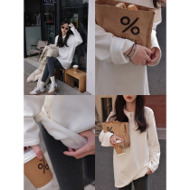 Zhang Bebe ibell300g ultra-thick and velvety white tee woman with slim and thin round collar pure color 100 hitch bottom blouse