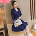 Mùa xuân và mùa thu 2019 mới của phụ nữ Hàn Quốc giảm béo áo vest dài hai mảnh phù hợp với váy denim dài tay - váy đầm các mẫu đầm đẹp 2021 váy đầm