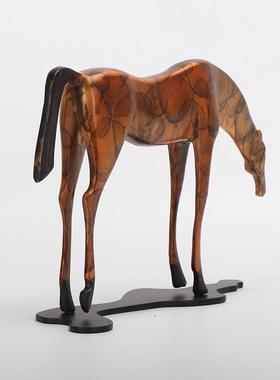 现代简约新中式铜马摆件样板房吧台客厅玄关书柜艺术软装饰品摆设