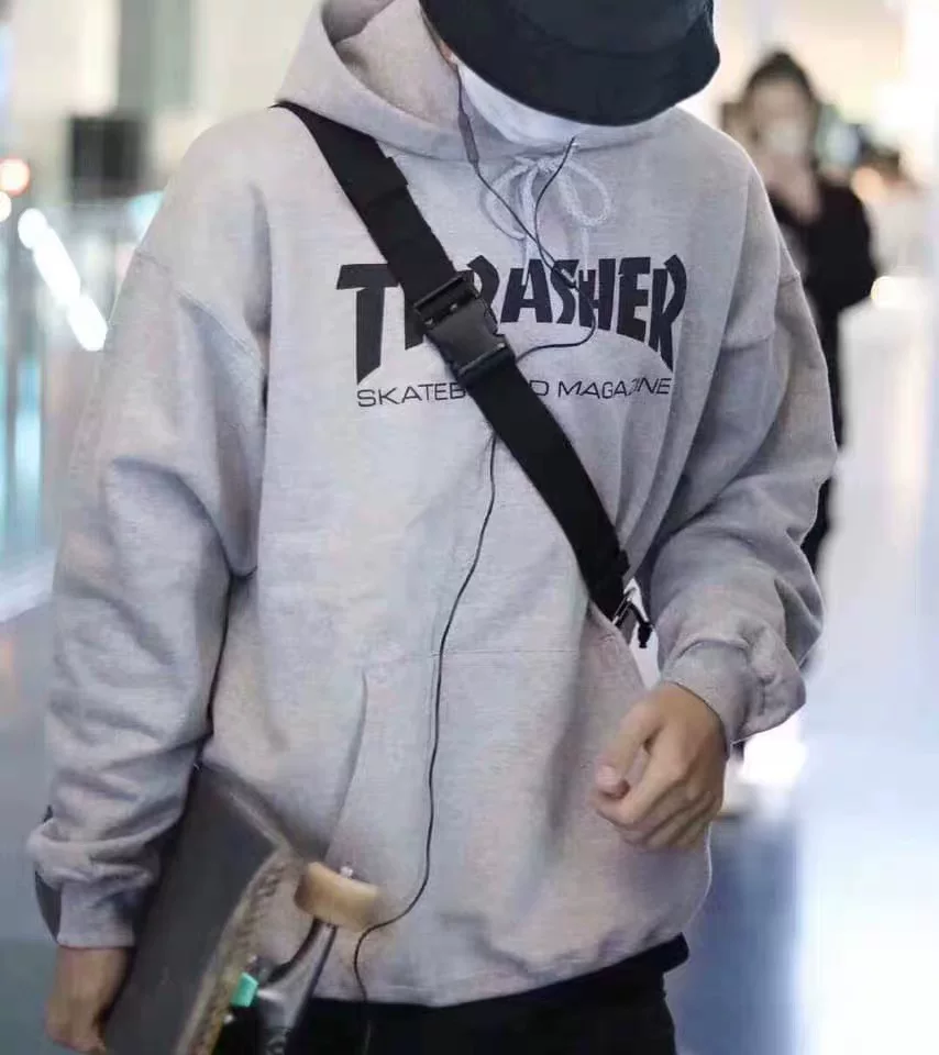 [Sea God] Подлинная точка THRASHER US версия пламени Basic Wang Yibo и тот же худи-пальто свитер