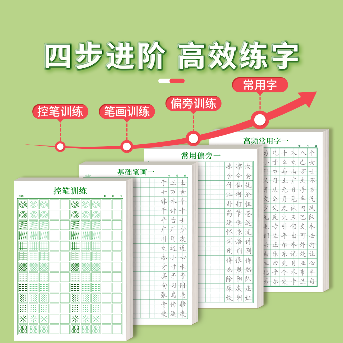 1-6年级控笔训练字帖一年级基础笔画笔顺练字帖小学生硬笔书法练字专用幼小衔接偏旁部首专项练习套装儿童幼儿园练字本册每日一练,淘宝优惠券,粉丝福利购,淘宝优惠卷